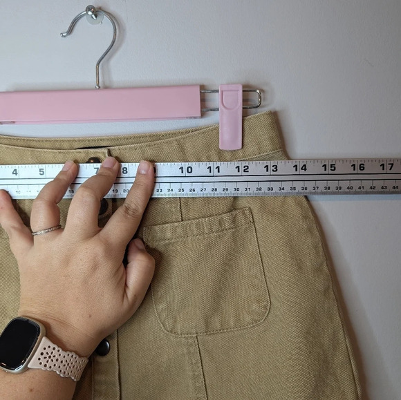 BDG Tan Khaki Denim Button Front Mini Skirt 100% Cotton Woman's Small - Picture 6 of 7